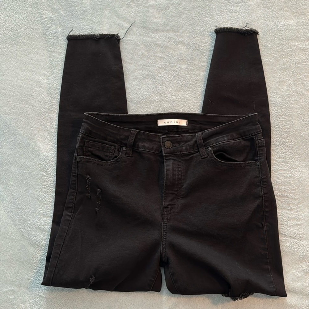 Eunina black distressed high waisted skinny jeans stretchy